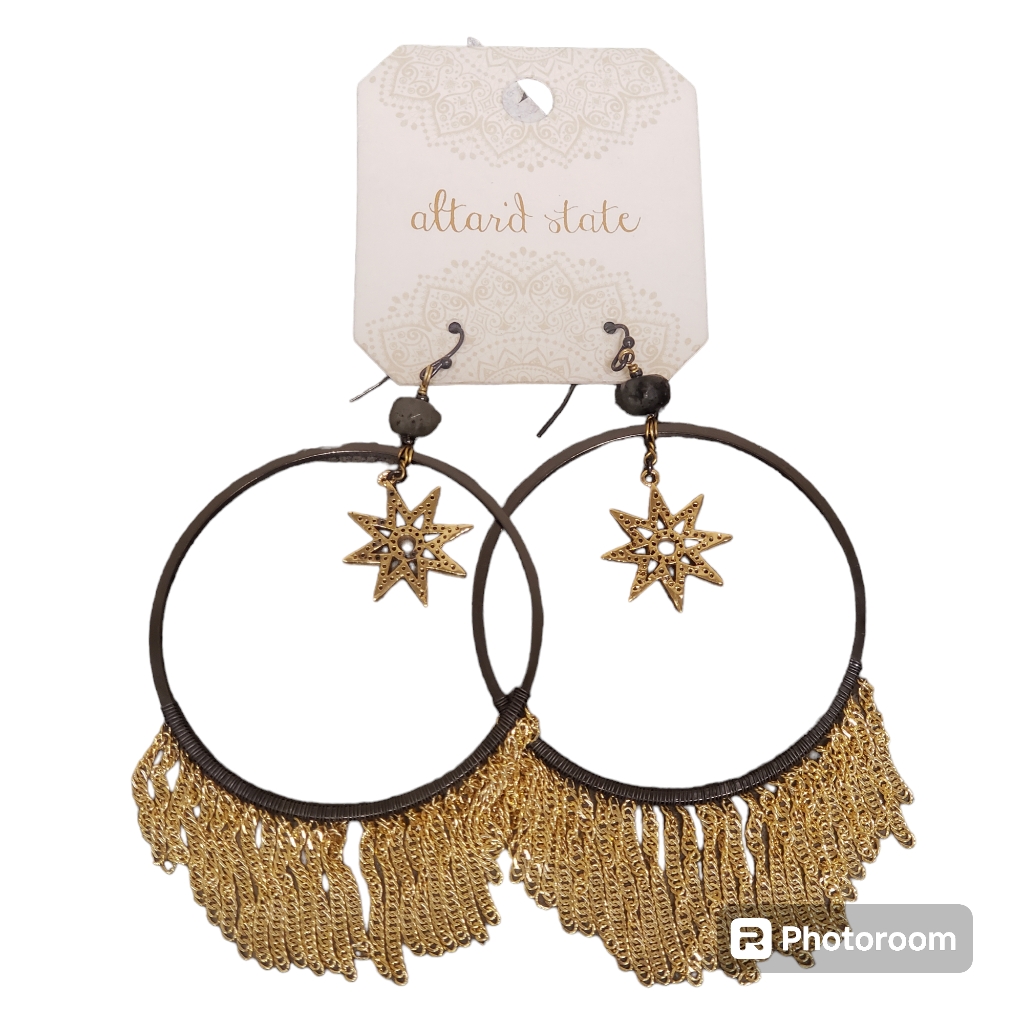 Altar’d State Large Hoop With Star Dangle Earrings